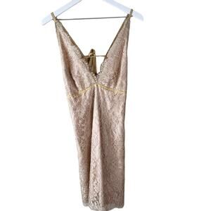 Vintage Tracy‎ Reese Gold Overlay Cocktail Dress Size 8